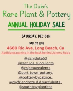 Gary Duke’s Plant and Pottery Sale – December 6, 2025